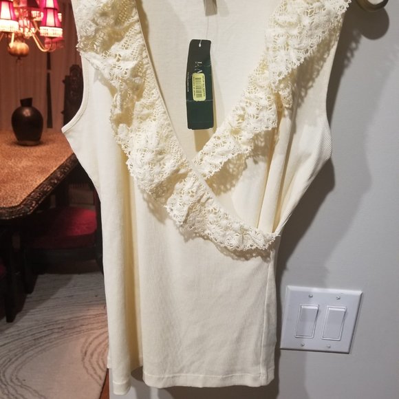 RALPH LAUREN  Lace wrap tank top NWT size L - Picture 5 of 5